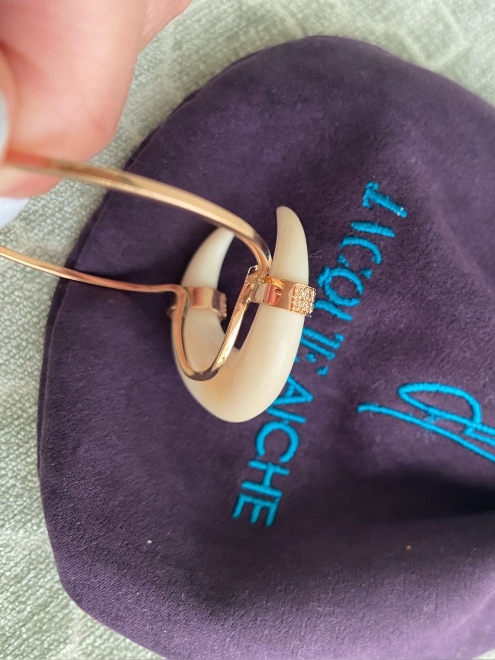 Jacquie Aiche Bone Horn Rose Gold and Diamond Cuff - Picture 11 of 12